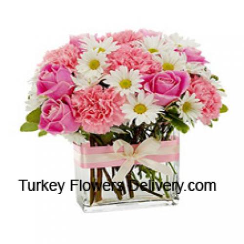 Beautiful Pink Roses and Carnations