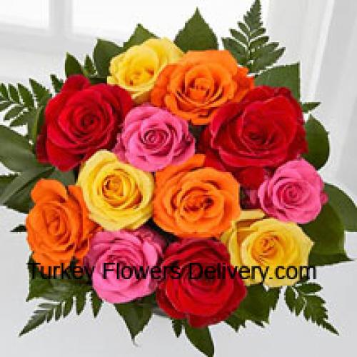 12 Roses Assorties Mignons