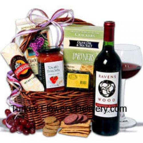 Lavish Basket Filled with Wines and Goodies