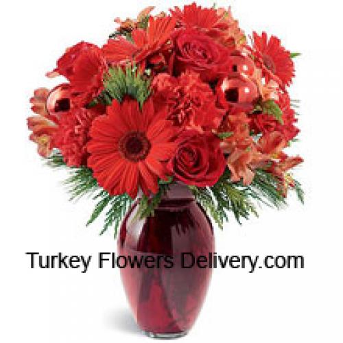 Lovely Red Carnations and Gerberas